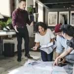 Startup team working on a project